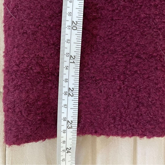 BNWOT Bouclé Standing Collar Coat in Burgundy Size XS Petite - Picture 11 of 13